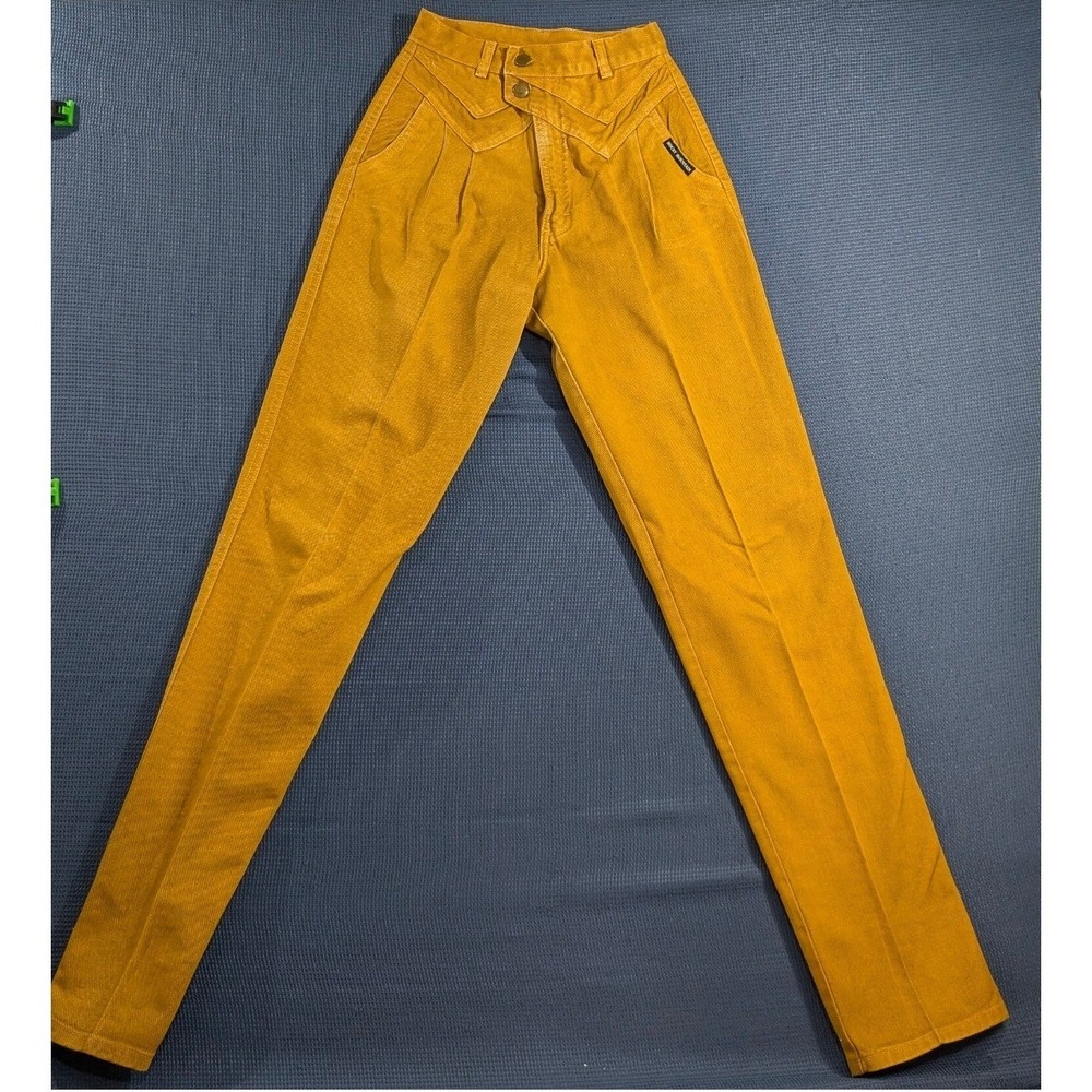 Vtg Rocky Mountain Mustard Yellow Crossover Double Yoke Western Pants 23x36in